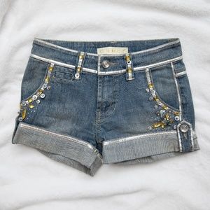 Rosa & Rose Cuffed Rhinestone Embellished Shorts